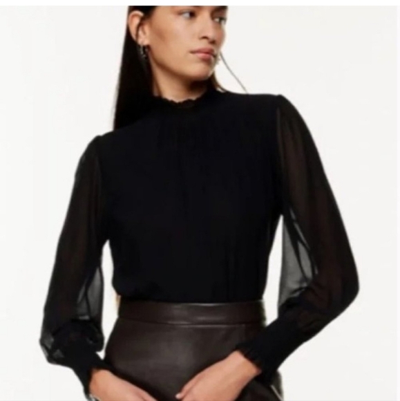 Wilfred Aritzia Valencia Fet'e Chiffon Blouse black Size Large - Picture 1 of 14
